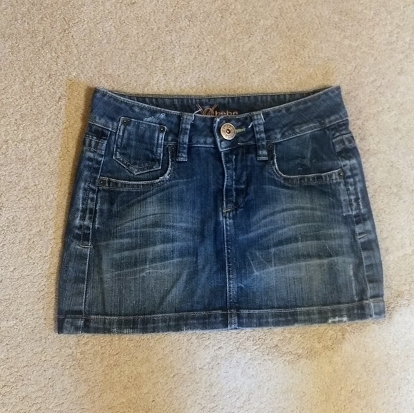 bebe Dresses & Skirts - bebe denim jeans jeweled mini skirt sz 25 *N
